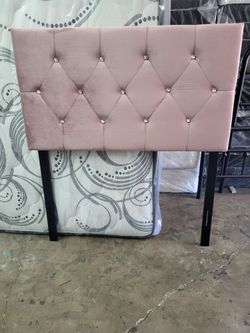 New Twin size pink velvet headboard only