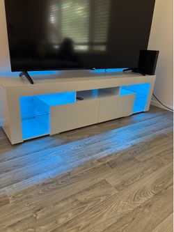 White LED TV Stand, Modern TV Console