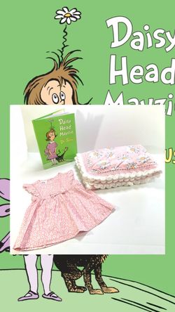 Daisy Crochet Baby Blanket & Daisy Head Mayzie Book and Dress Gift Set