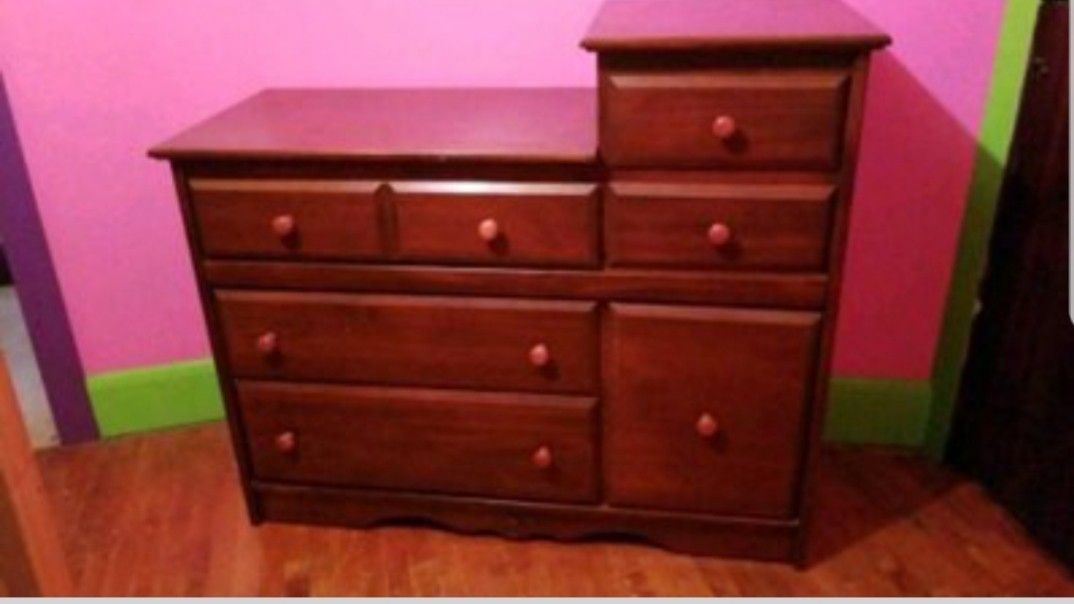 Brown dresser, changing table