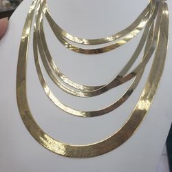 Real 14k Gold Herringbone Necklace Chain