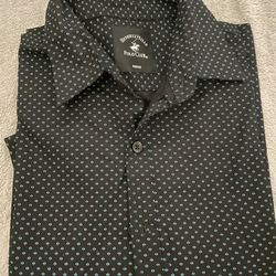 Beverly Hills Polo Club Black Blue Short Sleeve Button-Down Shirt Men’s medium 