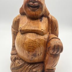 Hand-Carved Vintage Laughing Buddha