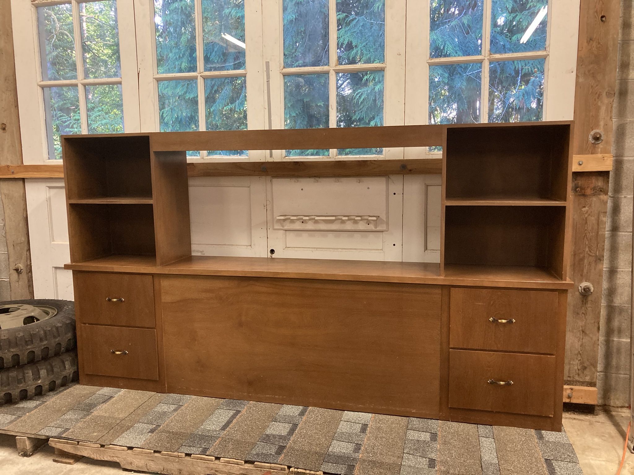 Queen Headboard Shelves Entertainment Center 