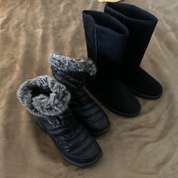 2 Pairs Black Boots, 8, $40 Both