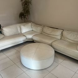 Genuine White Leather Sectional Sofa