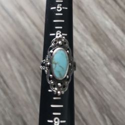 .925 Sterling Silver Turquoise ring size 7