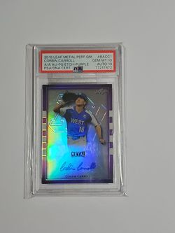 2018 Leaf Metal Perf.gem Corbin Carroll Etch Purple 16/25 PSA 10 .Auto 10