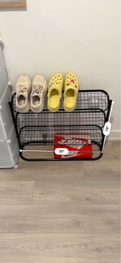 3-Tier Black Metal Wire Shoe Rack