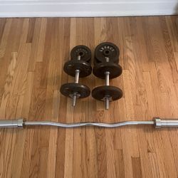 Weights 65lb Plus Hand Bars And Curl Bar