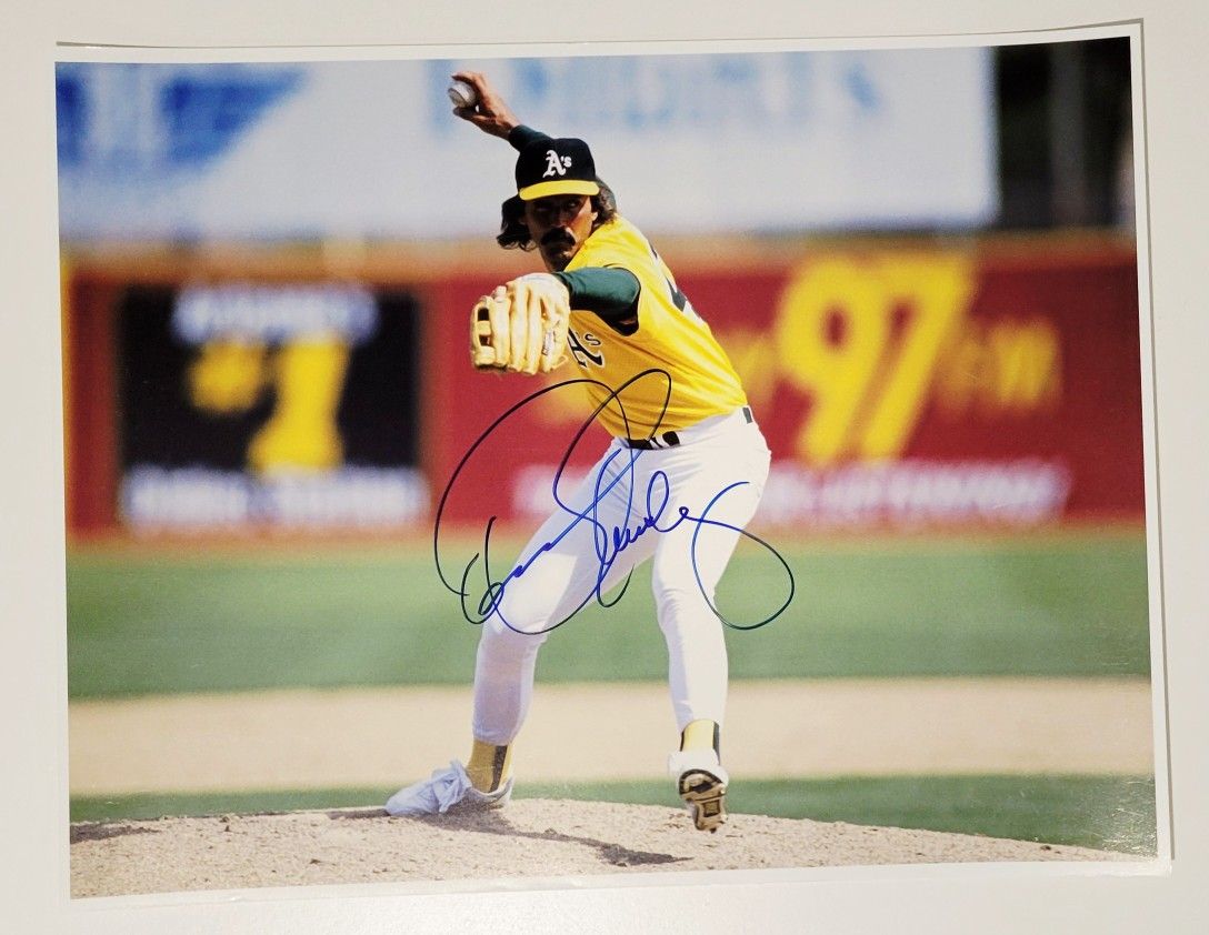 DENNIS ECKERSLEY Signed Photo Oakland A's 11x14 Photo Autograph