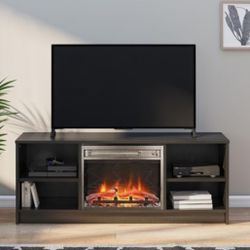 TV Stand & Electric Fireplace TVs up to 55" LED Flame Log Set Cool-Touch Heater