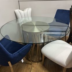 New Glass Table With Chairs, No Credit Required 