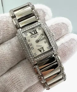 Patek Phillipe 18Kt 750 White Gold Twenty 4 Full Diamond Watch 4908/310G-011