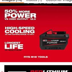 FORGE Milwaukee HD12.0 HD 12ah 12 Ah 12.0 Amp 12.0 High Output Heavy Duty 18 Volt 18v M18 Red Lithium Battery Pilas Bateria