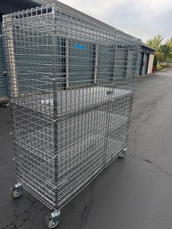 Wire Mesh Rolling Security Cage Cart