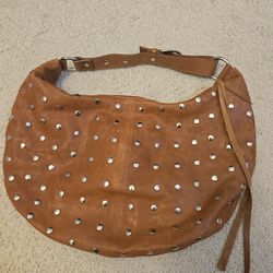 Made in Italy Genuine leather studded hobo bag