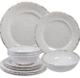 ZAROCRUS Farmhouse Melamine Dinnerware Set