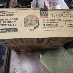 Commercial Electric
24 in. 2-Speed Drum Fan in Orange with Tiltable Head and 7.5 ft. Power Cord