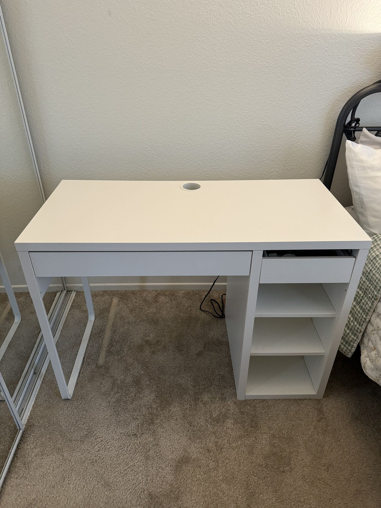 White Wooden Desk With Shelving 