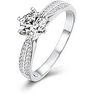 LUSHE Moissanite Engagement Ring 1CT D Color VVS1 Clarity 925 Sterling Silver size 6 Ring