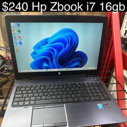 Hp ZBook Laptop 15” 16gb i7 SSD NVIDIA Quadro Windows 11 Includes Charger, Good Battery