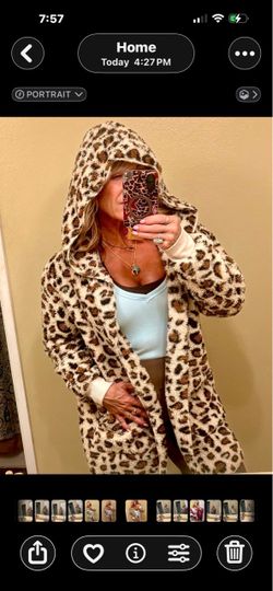 Leopard Print Fuzzy Hooded Cardigan