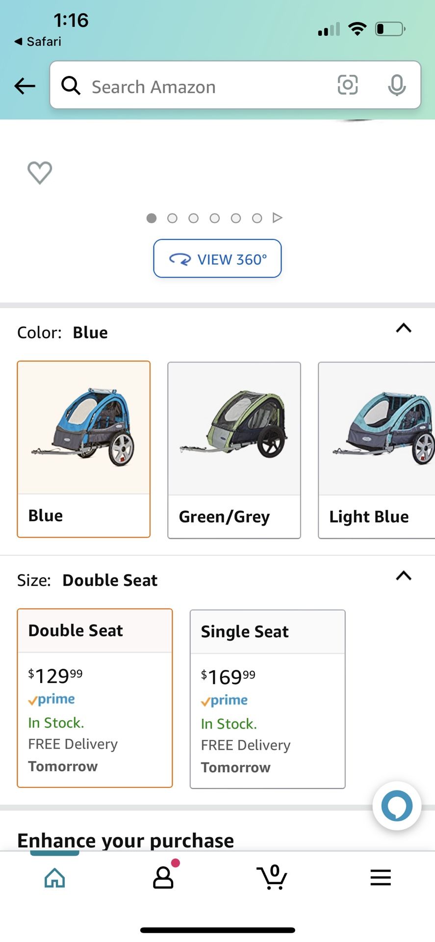 2 Seater Bike Trailer For kids/toddlers