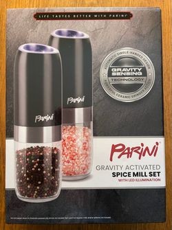 Parini Spice Mill Set Gravity Activated W/LED Illumination