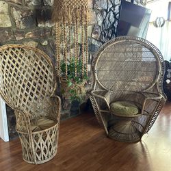 2 Vintage Peacock Chairs  
