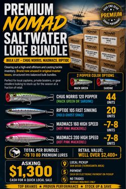 Premium Nomad Saltwater Lure Bundle – Bulk Lot (Chug Norris, Madmacs, Riptide)