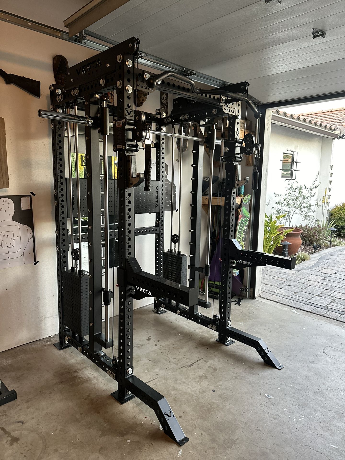 PRO SERIES Ultimate 3-1 Half Rack Functional Trainer w/Smith Machine Bar | 400lb Stack | Gym Equipment | Fitness | Commercial | Squat Rack 
