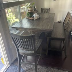 Living Spaces Table With 4 Chairs And Bench, Like New 