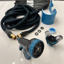 NEW Garden Hose 75 Feet Long Water Hose Nozzle Kit 
