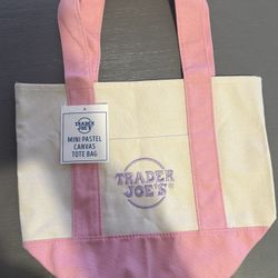 TRADER JOE'S MINI PASTEL CANVAS TOTE BAG PINK