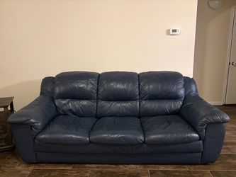 Nicoletti Italian Leather Sofa & Chair Set – Navy Blue
