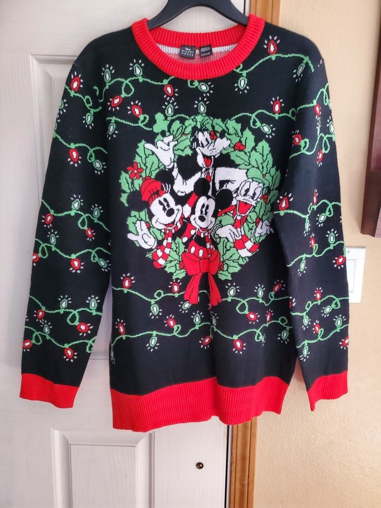 Disney Mickey Mouse and Friend Holiday Chismas Sweater- Adult -Size L