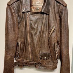 Vintage A.R.A.L. PELLE Genuine Leather Motorcicle Jacket Made in Italy Size: XL