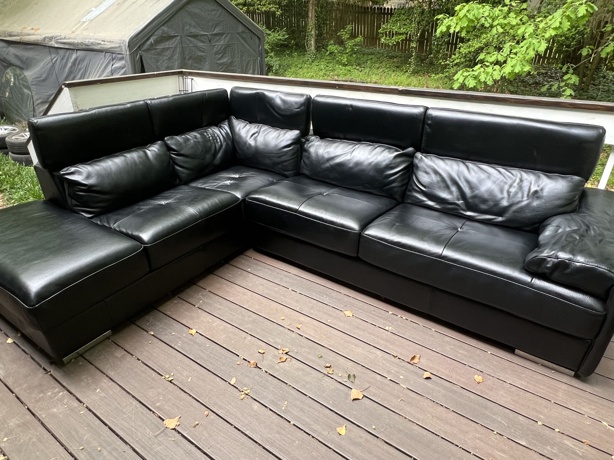 Italian Sectional Leather Sofa Couch Black