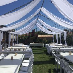 Tent, Resin Chair, Tables, Tablecloths, Backdrop, Heater, Jumper, 