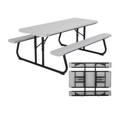 Lifetime 6 ft Classic Folding Picnic Table, Gray 