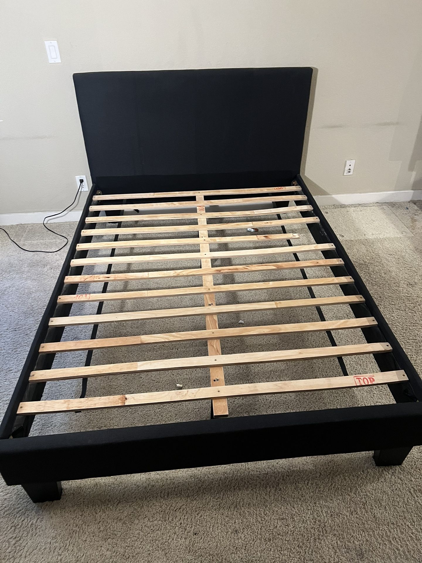 Full Size Bed Frame With Headboard Navy Blue