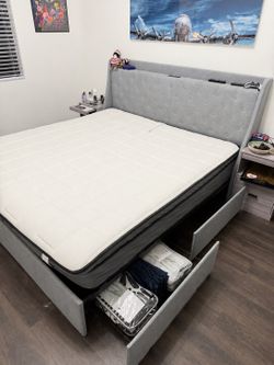 Gray king Bed with Storage – $99 (only frame)