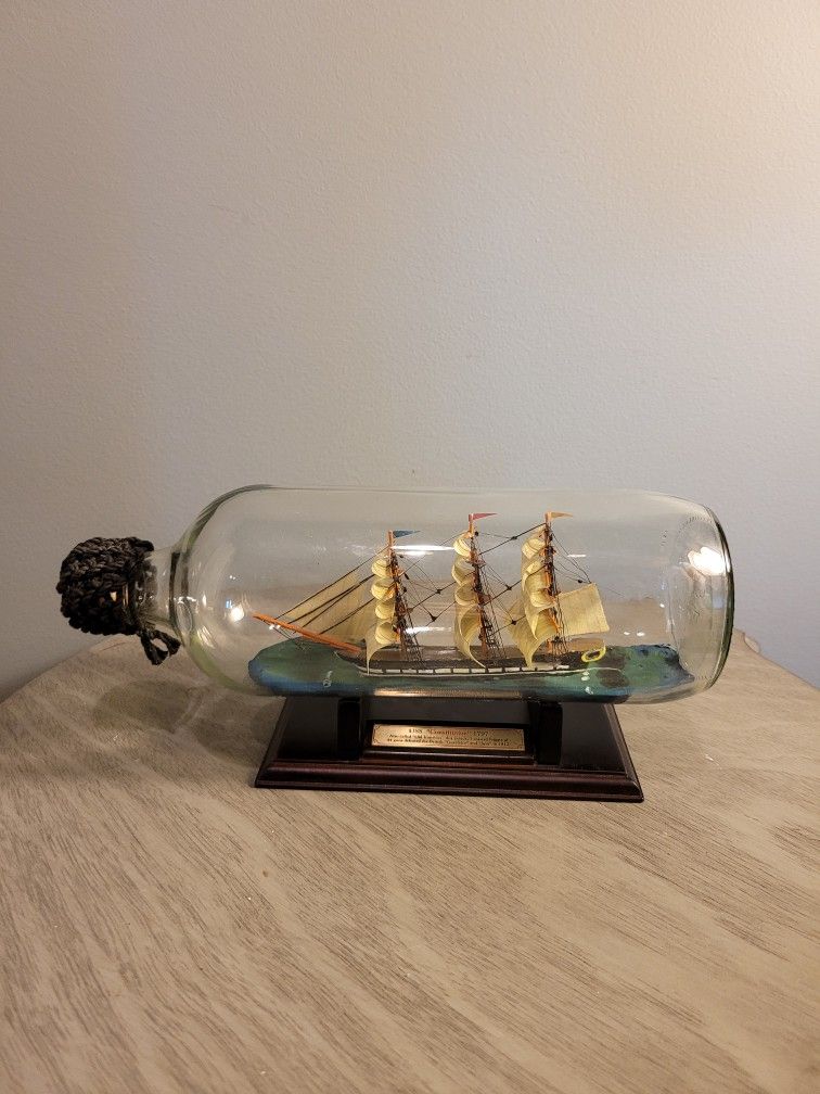 "USS Constitution" Model Ship in Glass Bottle