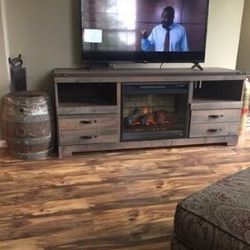 Fireplace Brown Trinell Tv Stand ✨ Brand New✨ Living Room ✨ Fast Delivery 🚚 
