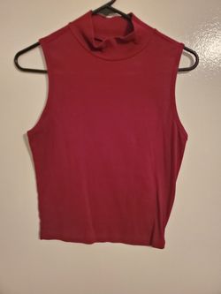 Burgundy turtleneck crop top