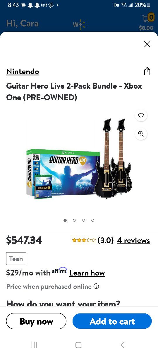 Guitar Hero Live 2 pack Bundle Xbox one pre-owned with 9 games.  