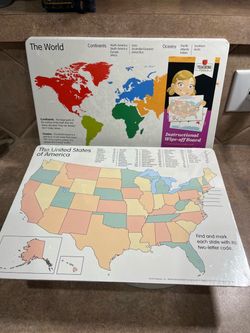 NEW The USA & The World Instruction Wipe-Off Board