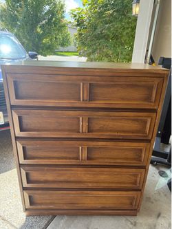 Vintage Mid Century Modern Otmar of California Linear Tall Dresser | MCM Walnut