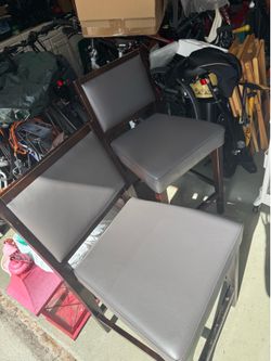 3 barstools wood and gray— see description